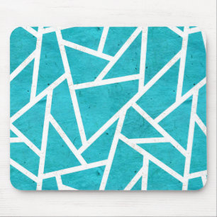 Tapis De Souris Motif en mosaïque bleu-vert et blanc
