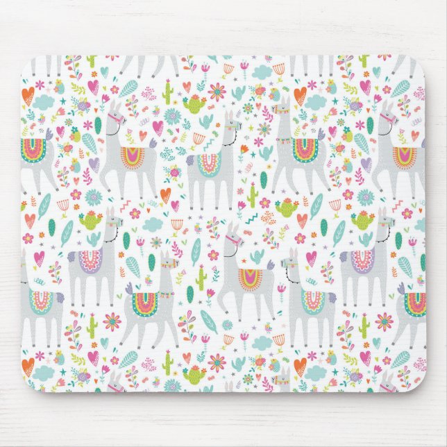 Tapis De Souris Motif en pastel mignon de lama (Devant)