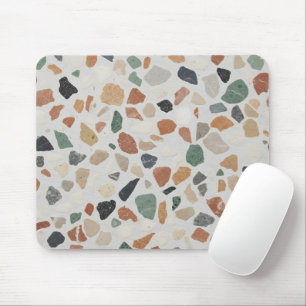 Tapis De Souris Motif en pierre Terrazzo de tons terreux modernes