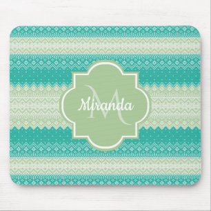 Tapis De Souris Motif et nom du noeud vert à la mode Turquoise Neo