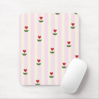 Motif Fleur de cœur – Rayures rose pâle
