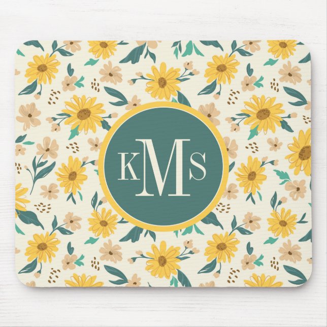 Tapis De Souris Motif Fleur de marguerite jaune (Devant)