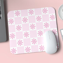 Motif Floral à Carreaux Rose Rétro