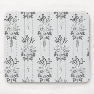 Tapis De Souris Motif floral baroque avec bordure grise