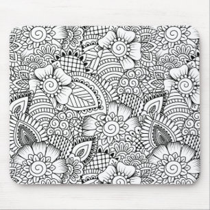 Tapis De Souris Motif floral de griffonnage