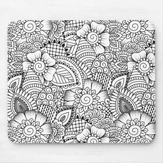 Tapis De Souris Motif floral de griffonnage (Devant)