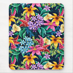 Tapis De Souris Motif floral exotique peint à la main-23001