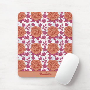 Tapis De Souris motif floral grande fleur avec nom personnalisé