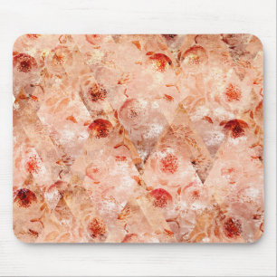Tapis De Souris Motif floral grunge. Fond corail. 