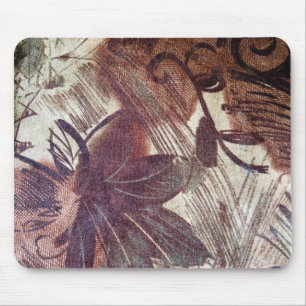 Tapis De Souris Motif floral marron abstrait 1