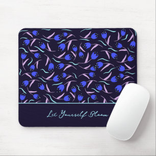 Tapis De Souris Motif floral printanier sur fond bleu foncé