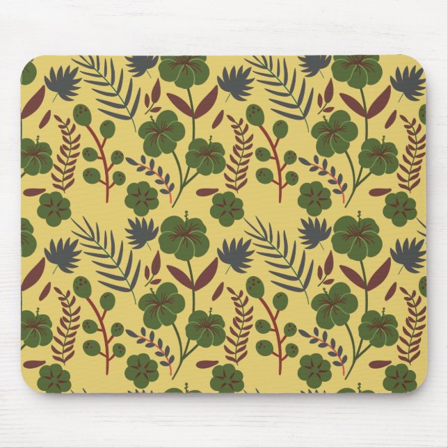 Tapis De Souris Motif floral sans couture fleurs et papillons (Devant)