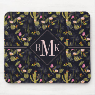 Tapis De Souris Motif foncé de cactus de nuit d'été du monogram