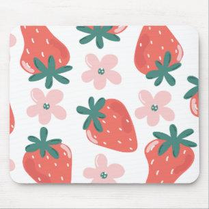 Tapis De Souris Motif fraise et fleur