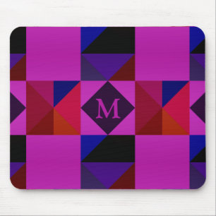 Tapis De Souris Motif géométrique abstrait magenta Monogramme