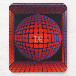Tapis De Souris Motif géométrique abstrait moderne noir rouge bleu