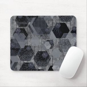 Tapis De Souris motif géométrique Abstrait, noir et gris.