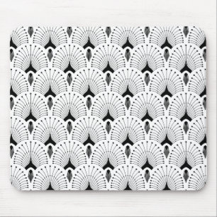 Tapis De Souris Motif géométrique art-déco noir et blanc