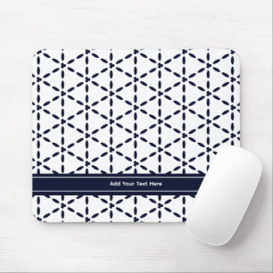 Tapis De Souris Motif géométrique bleu marine sur fond blanc