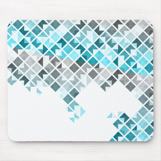 Tapis De Souris Motif géométrique de bleu d'Aqua, gris et blanc (Devant)