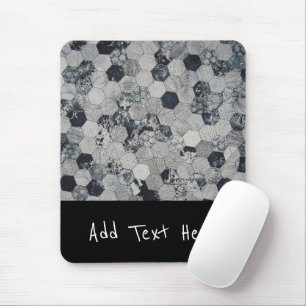 Tapis De Souris Motif géométrique gris, blanc et noir de l'hexag