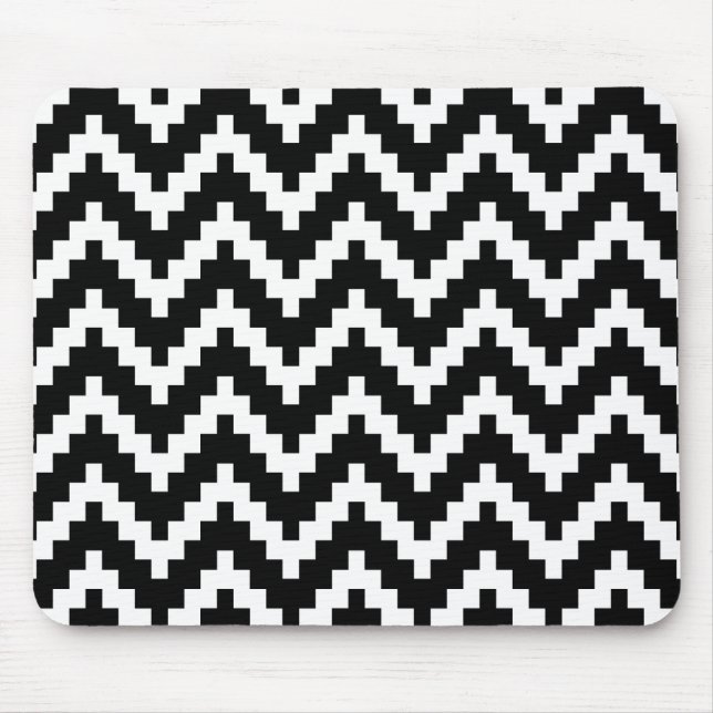 Tapis De Souris Motif géométrique Ika Zigzag noir et blanc (Devant)