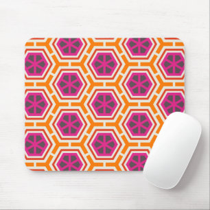 Tapis De Souris Motif géométrique moderne rose et orange rétro
