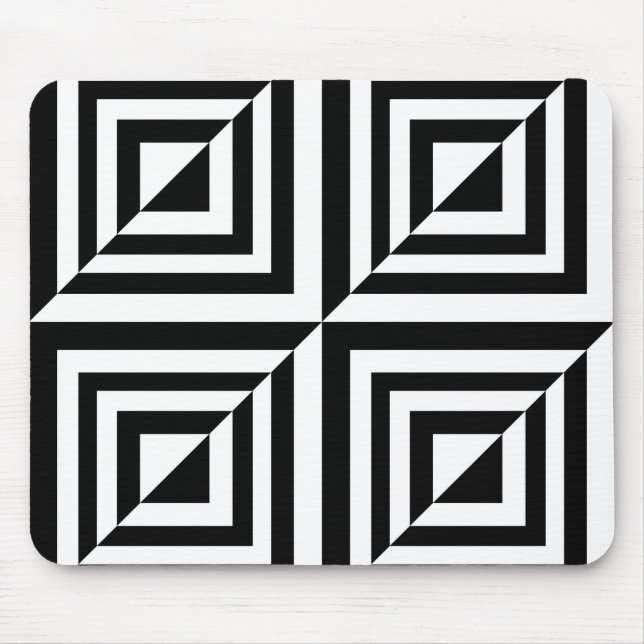 Tapis De Souris Motif géométrique noir et blanc (Devant)
