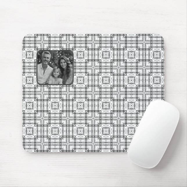 Tapis De Souris Motif géométrique noir et blanc plus photo (Avec souris)