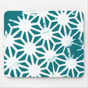 Tapis De Souris motif géométrique turquoise et blanc