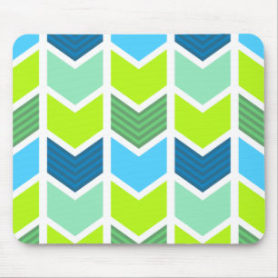 Tapis De Souris Motif géométrique vert et bleu moderne de Chevron