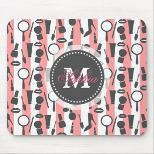 Tapis De Souris Motif girly mignon de rayures de cosmétiques de