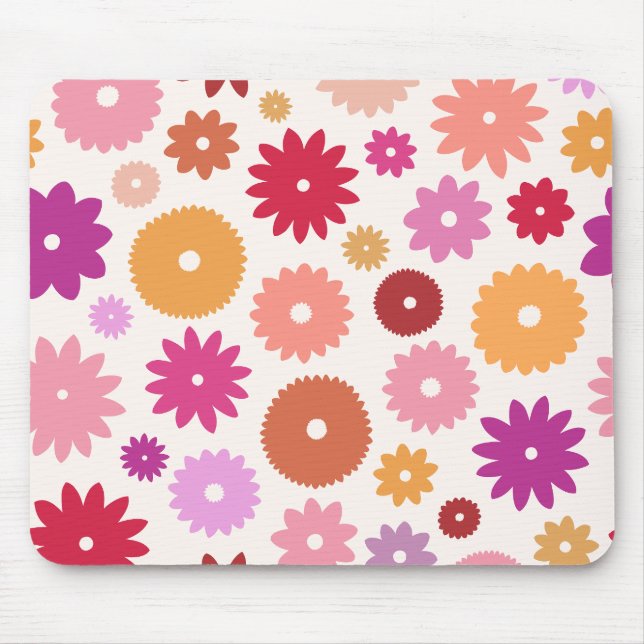 Tapis De Souris Motif Grandes Fleurs Colorées (Devant)