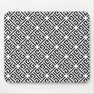 Tapis De Souris Motif grec clé serpentin noir et blanc