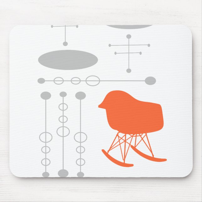 Tapis De Souris Motif gris du milieu du siècle Silhouette (Devant)
