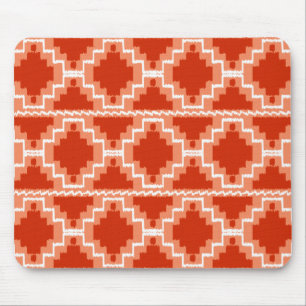 Tapis De Souris Motif Ikat Aztec - Rouille, Orange et blanc