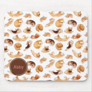 Tapis De Souris Motif illustré par chiens mignons d'aquarelle