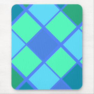 Tapis De Souris Motif Jacquard bleu et vert diamant