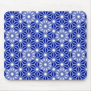 Tapis De Souris Motif japonais Asanoha - bleu cobalt