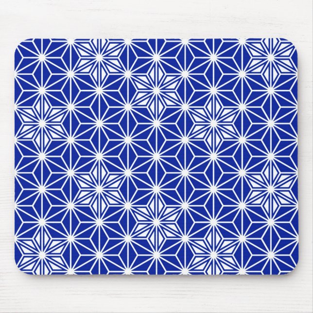 Tapis De Souris Motif japonais Asanoha - bleu cobalt (Devant)