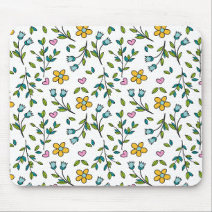 Tapis De Souris Motif lumineux de fleurs et de cœurs mignons