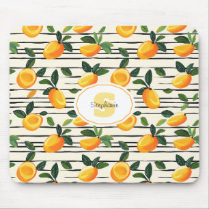 Tapis De Souris Motif Mango Aquarelle avec Feuilles verts