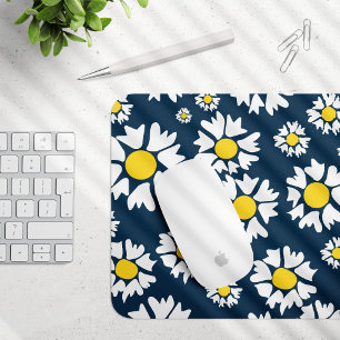 Tapis De Souris Motif marguerrier, motif floral, marguerites blanc