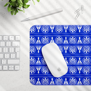 Tapis De Souris Motif méditerranéen grec Arabesque bleu
