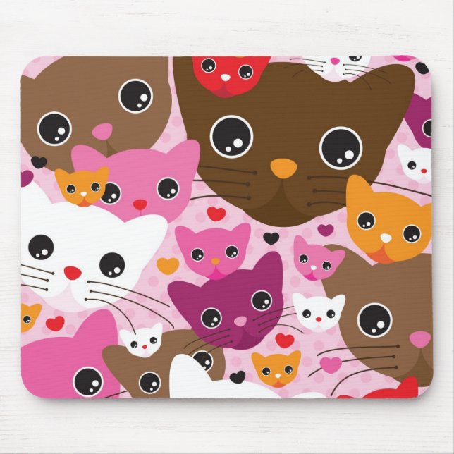 Tapis De Souris motif mignon d'arrière - plan de chat de chaton (Devant)