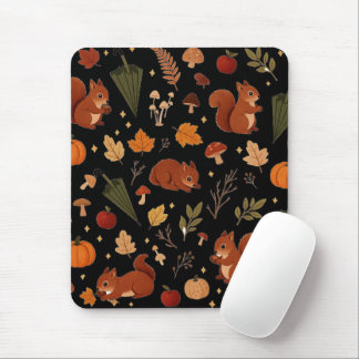 Tapis De Souris Motif mignon d'écureuil d'automne, Tissu de citrou
