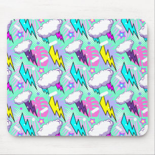 Tapis De Souris Motif Neon Lightning Bolts & Stars