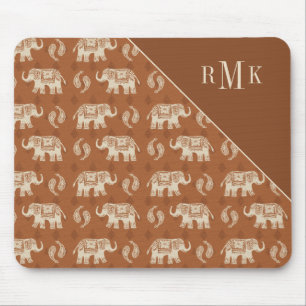 Tapis De Souris Motif orange de caravane d'éléphant du monogramm