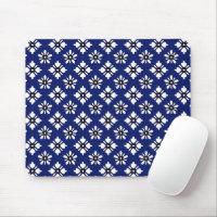 Motif Oriental Indigo White Katazome Fleurs