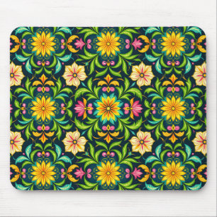 Tapis De Souris Motif ornemental floral aux couleurs vives